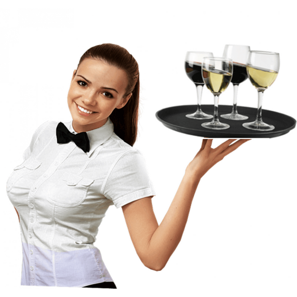 Round Bar tray -  14'' Black Non Slip Round Serving Drinks Trays - UK BUSINESS SUPPLIES