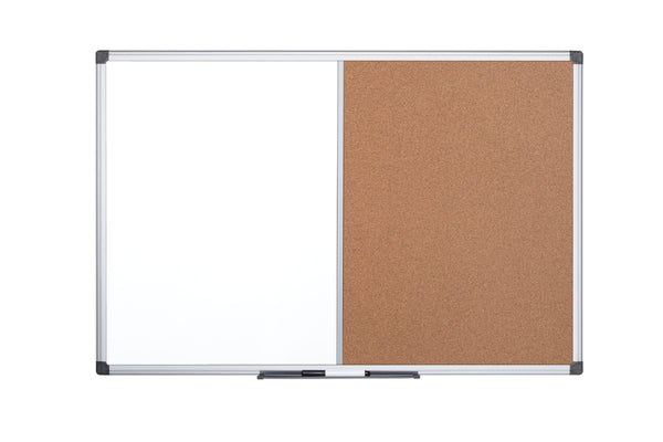Bi-Office Maya Combination Board Cork/Non Magnetic Whiteboard Aluminium Frame 600x900mm - XA0302170 - UK BUSINESS SUPPLIES