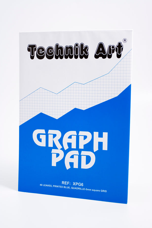 Technik Art A4 Graph Pad 5mm Quadrille 70gsm 40 Sheets White/Blue Grided Paper XPG6Z - UK BUSINESS SUPPLIES