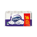 Velvet Quilted Classic 3 Ply Toilet Rolls 16 Pack {New Size}