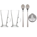 Ravenhead 5 Piece Latte/Irish Coffee Drink Set 2 Glasses, 2 Spoons and Stencil, Gift Boxed.