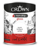 Crown Non Drip Gloss Paint - Brilliant White - 750ml