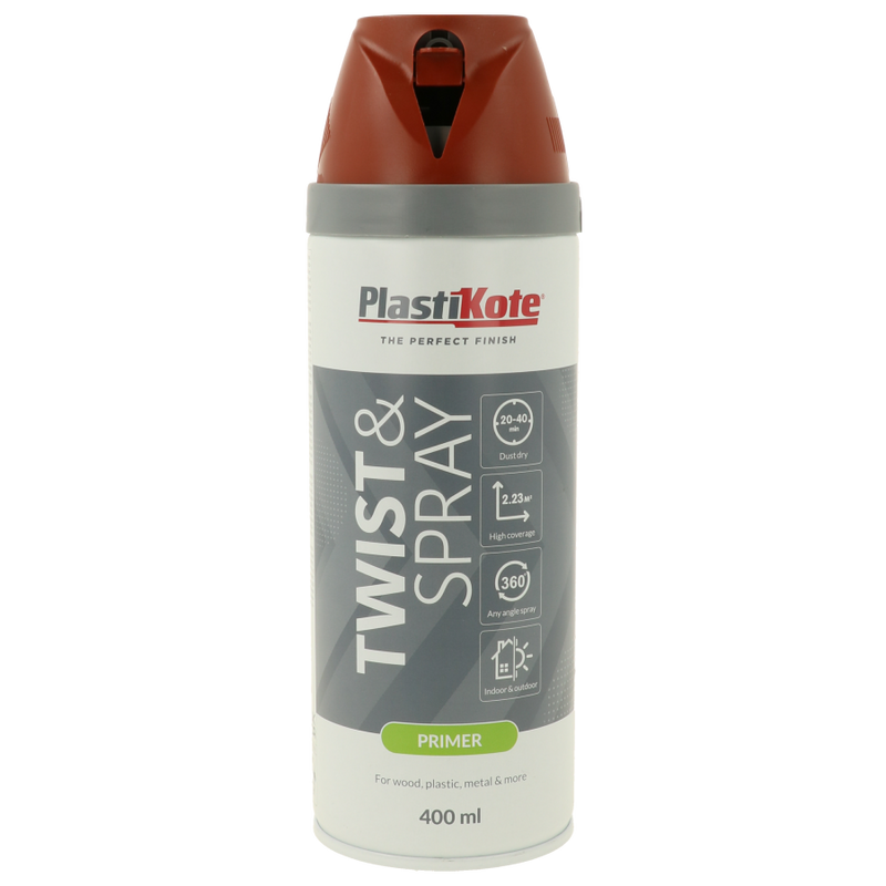 Plastikote Twist and Spray Primer | 400ml | Red Oxide