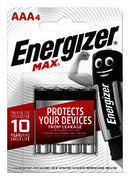 Energizer Max Alkaline Aaa Batteries, Pack Of 4