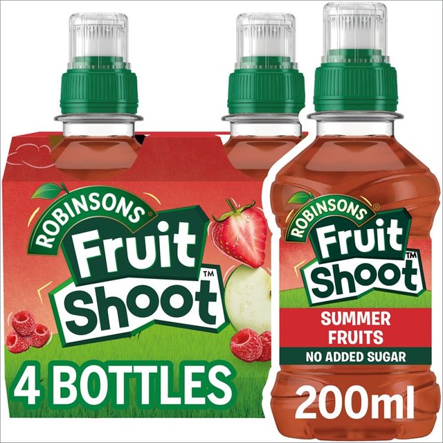 Robinsons Fruit Shoots Summer Fruits Juice Drink 4 x 200ml *NO ADDED SUGAR*