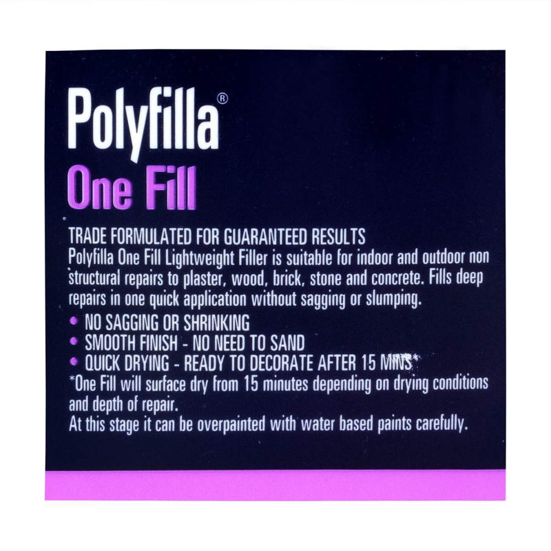Polycell 5093025 Polyfilla Trade One Fill 1 Litre, White