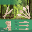 Belgravia- 400 Pack Disposable Wooden Cutlery Set - 100 Dessert Spoons, 100 Forks, 100 Knives, 100 Teaspoons