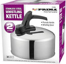 Pendeford Whistling Kettle,Polished Traditional Aluminium- Silver 2 Litre