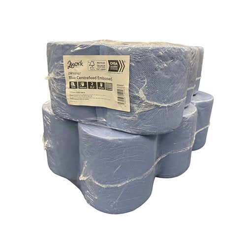 2Work 2-Ply Embossed Centrefeed Roll 50m Blue (Pack of 6) 2W10167 – UK ...