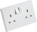 White 2 Gang 13A Double Pole Switched Socket | Twin Socket