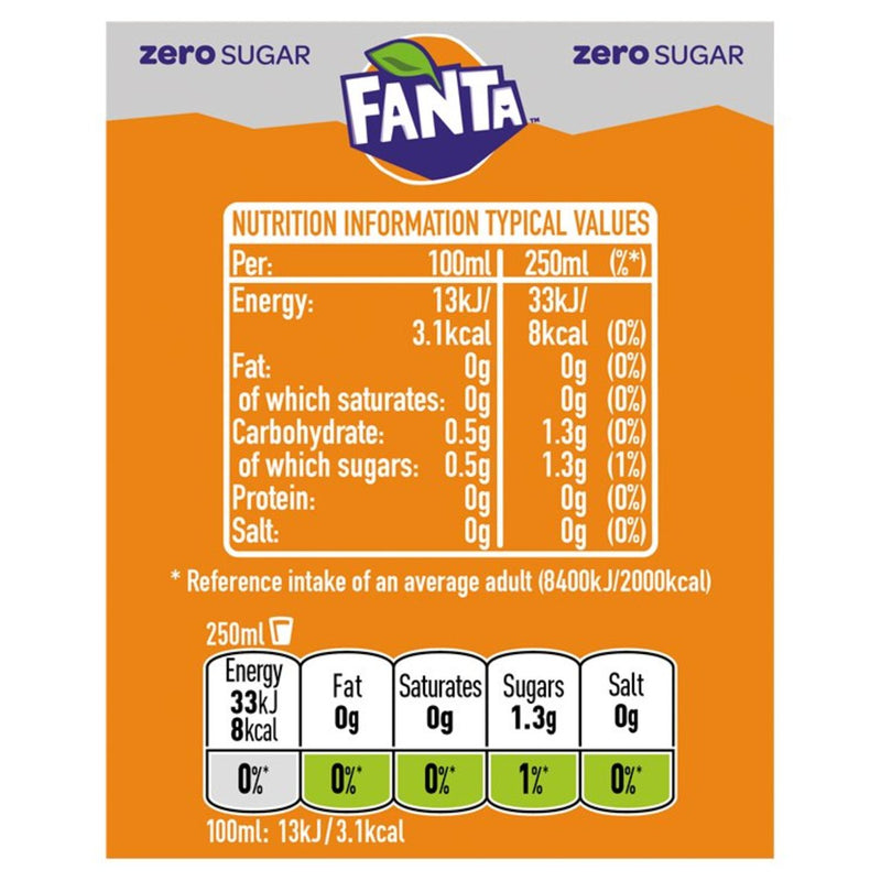 Fanta Orange ZERO Soft Drink 500ml Bottle (Pack of 12)