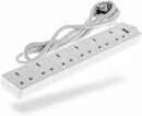 WE Retail Six Socket Extension Lead, 2 Metre Cable, 6-Way Plug Extension Cable
