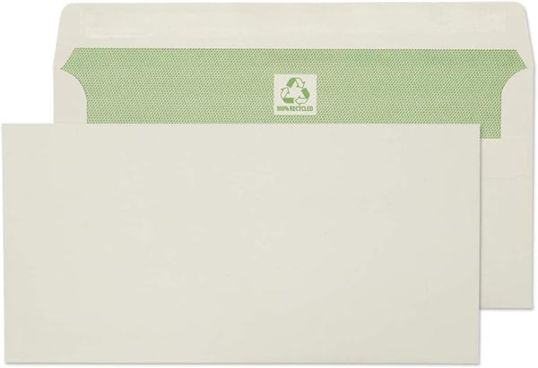 Blake Purely Environmental DL 110 x 220 mm 90 gsm Recycled Wallet Self Seal Envelopes (RE3258) Natural White - Pack of 50