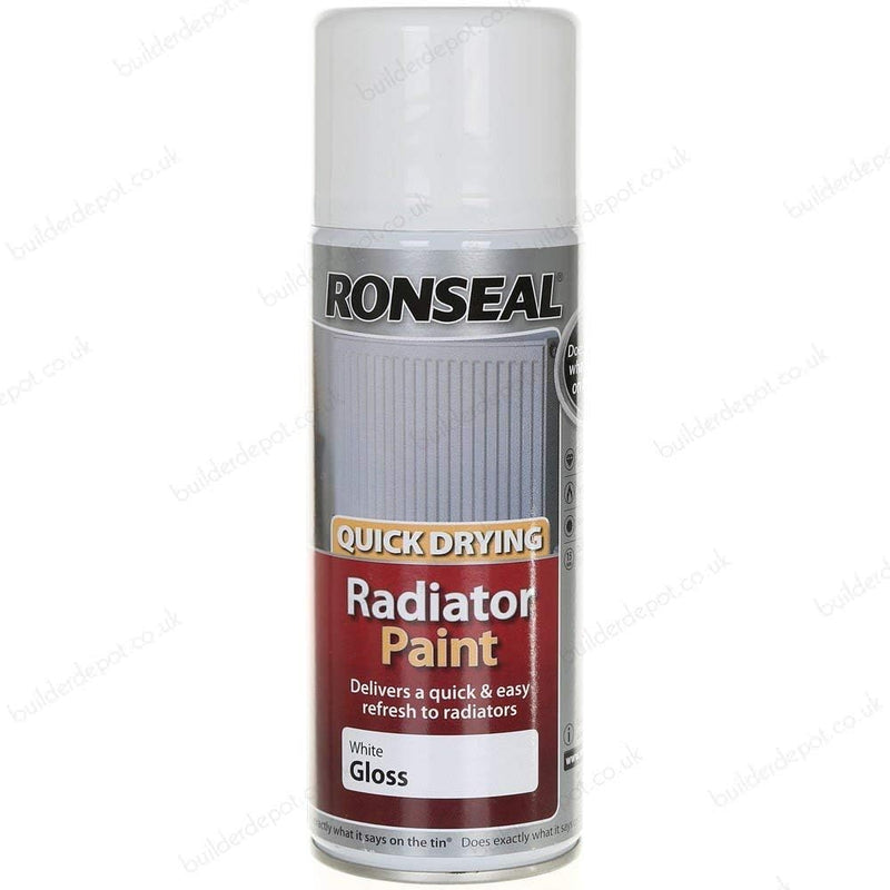 Ronseal Quick Drying Radiator Spray Paint White Gloss 400Ml
