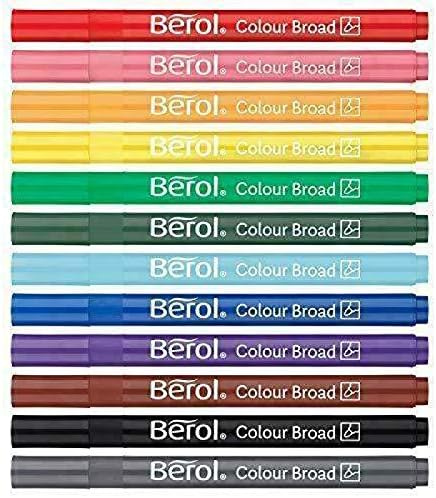 Berol Colour Broad Pen Water Based Ink Assorted (Pack of 12) 2057596