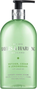 Baylis & Harding Vetiver, Cedar & Lemongrass | Anti-Bacterial Luxury Hand Wash | 1 x 500ml