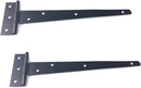 Pair of Light Duty Tee Hinges in Black or Zinc Plated Finish 250mm (10") Black