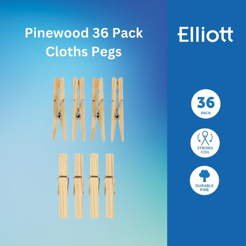 Elliott Traditional Pinewood Clothes Pegs  36 Pegs