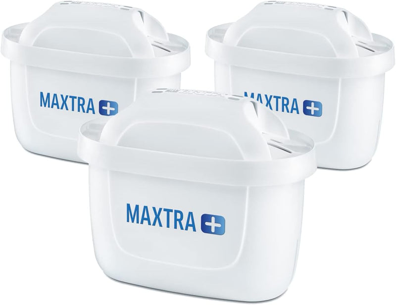 BRITA MAXTRA+ water filter cartridges, compatible with all BRITA jugs for chlorine and limescale reduction, 3 pack