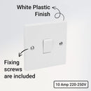 Dencon Electritcal Single Gang Light Switch | 1 Gang 2 Way | White Plastic 10A