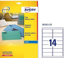 Avery Clear Addressing Labels 14 per Sheet 99.1x38.1mm Ref J8563-25 [350 Labels]