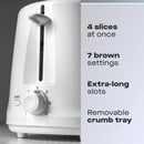 Daewoo Essentials Long Slot Toaster | 4 Slice | White