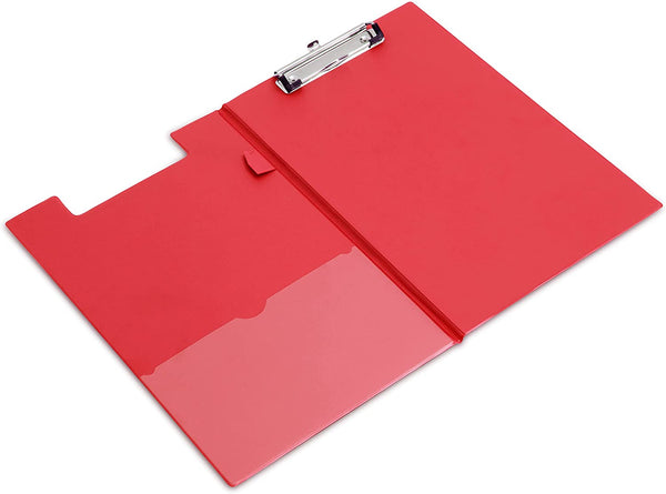 Rapesco Foldover Clipboard with Interior Pocket Foolscap Red VFDCB0R3