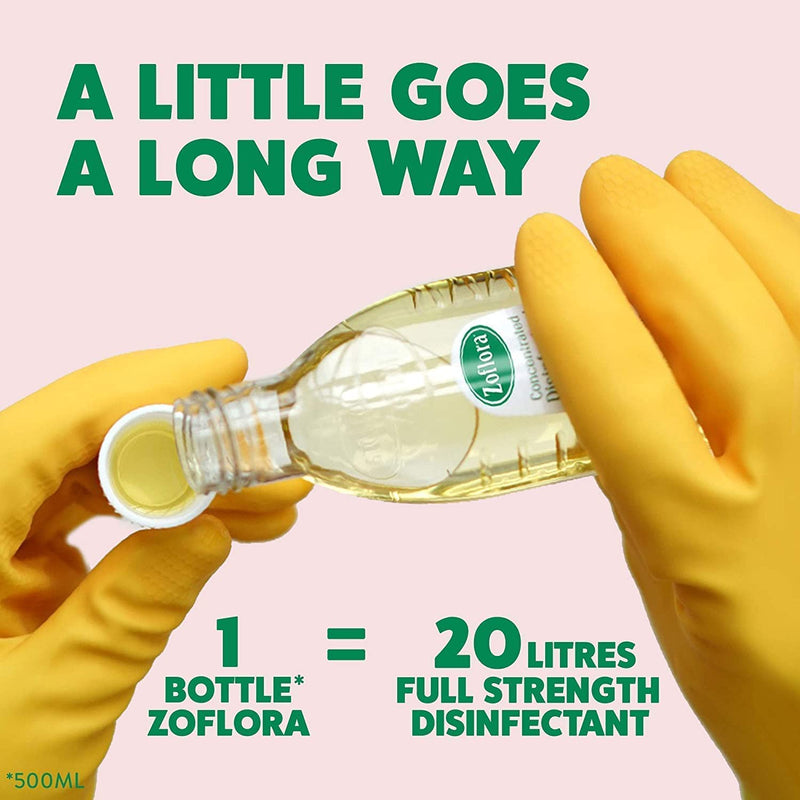 Zoflora Concentrated Multipurpose Disinfectant & Odor Eliminator, 3 in 1 Action, 500 ml, Lemon Zing Scent