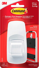 Command Jumbo Utility Hook, Pack Of 1 Hook And 4 Adhesive Strips, White