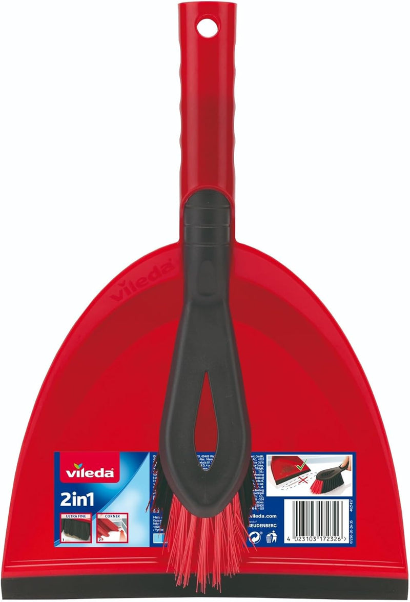 Vileda Dust Pan & Brush Set - 2in1 Brush and Pan Set