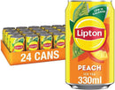 Lipton Peach Ice Tea | 330ml Can| 24 x 330ml Pack | Low calorie soft drink, 100% black tea extract.