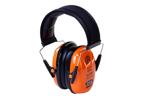 QED Premium Ear Defender with Padded Headband 31SNR {Black/Orange}