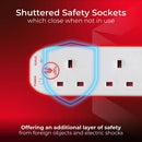 Masterplug Four Socket Power Surge Protected Extension Lead, 4 Metres, White