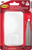 3M Command Utility Hook | X-Large for Heavyweight 6.8kg | 1 Hook in White and 3 Adhesive Strips