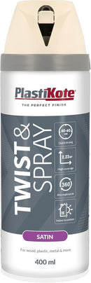 Plastikote Premium Paint Spray | Satin Finish | White | 400ml.