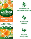 Zoflora Mandarin & Lime Concentrated Multipurpose Disinfectant Liquid | 1 x 250ml