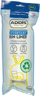 Addis 30L Bin Liners with Drawstring | 15 Bags x 30L