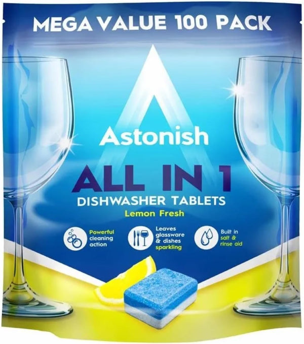 Astonish All In 1 Dishwasher Tablets Lemon Mega Pack (100)