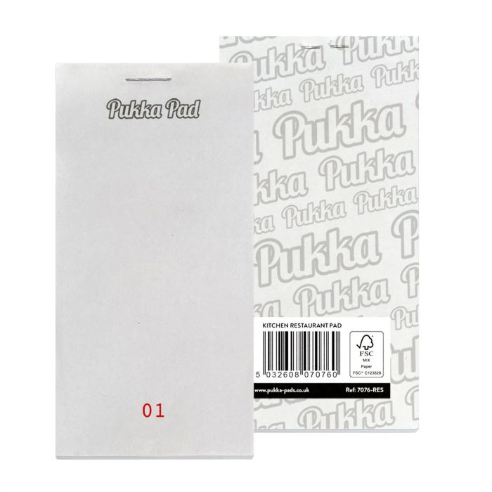 Restaurant Pad Numbered 62mm x 120mm Pack 5's