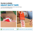 Fragile White & Red Packaging Tape Rolls 48mmx66m {6 Rolls}