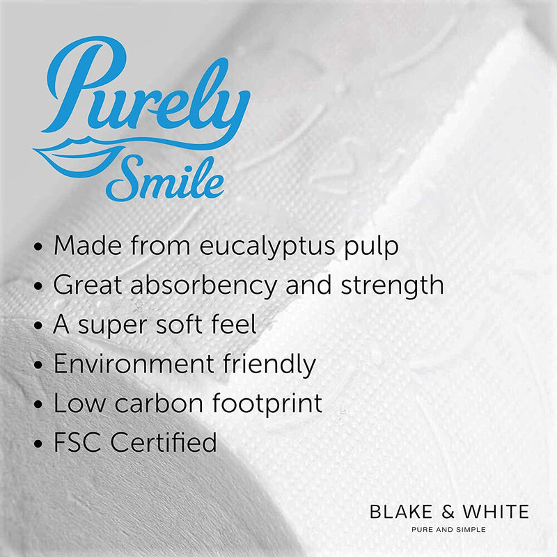 Blake & White PS1126 Purely Smile 3ply Soft Toilet Roll | Pack of 12 | PS1125 | FSC Certified, White