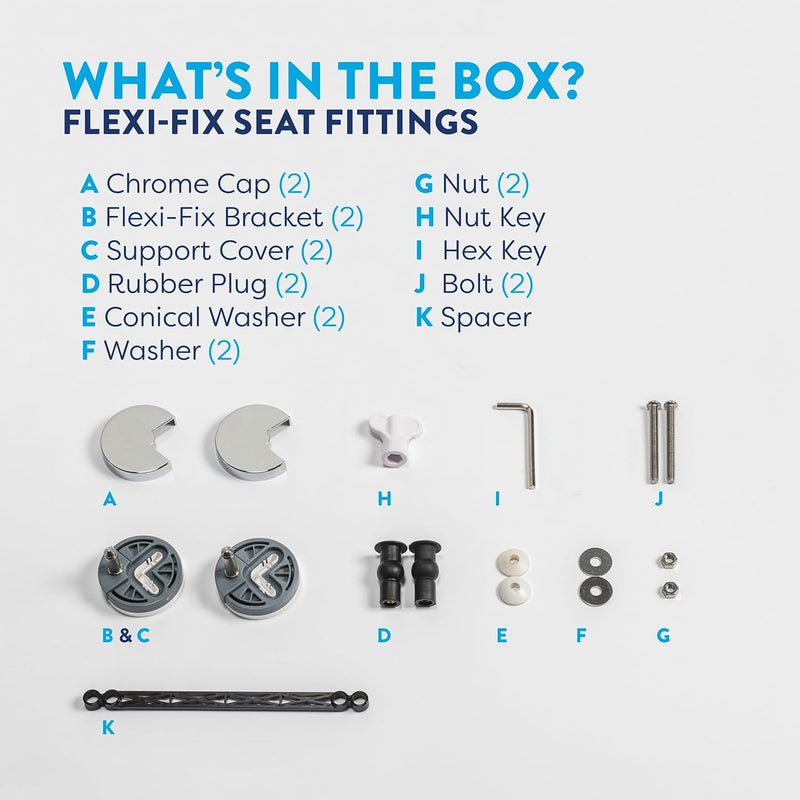 Croydex Flexi-Fix Toilet Seat, Wood White & Chrome WL600822H