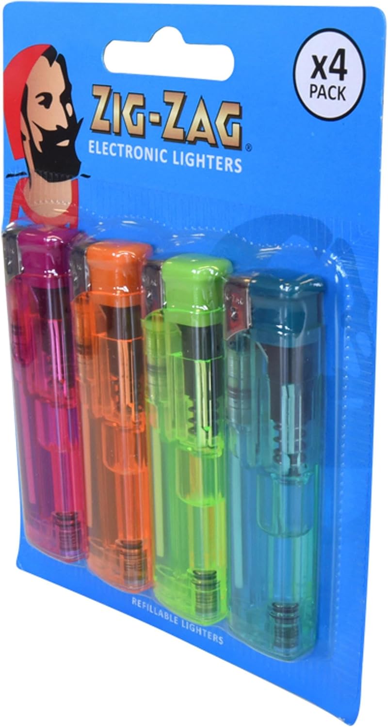 Zig-Zag Electronic Lighters, Pack Of 4