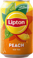 Lipton Peach Ice Tea | 330ml Can| 24 x 330ml Pack | Low calorie soft drink, 100% black tea extract.