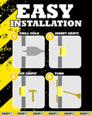 Gripit Yellow Plasterboard Fixings | Pack of 4 | Heavy Duty Plasterboard Fixings | Holds Up to 7