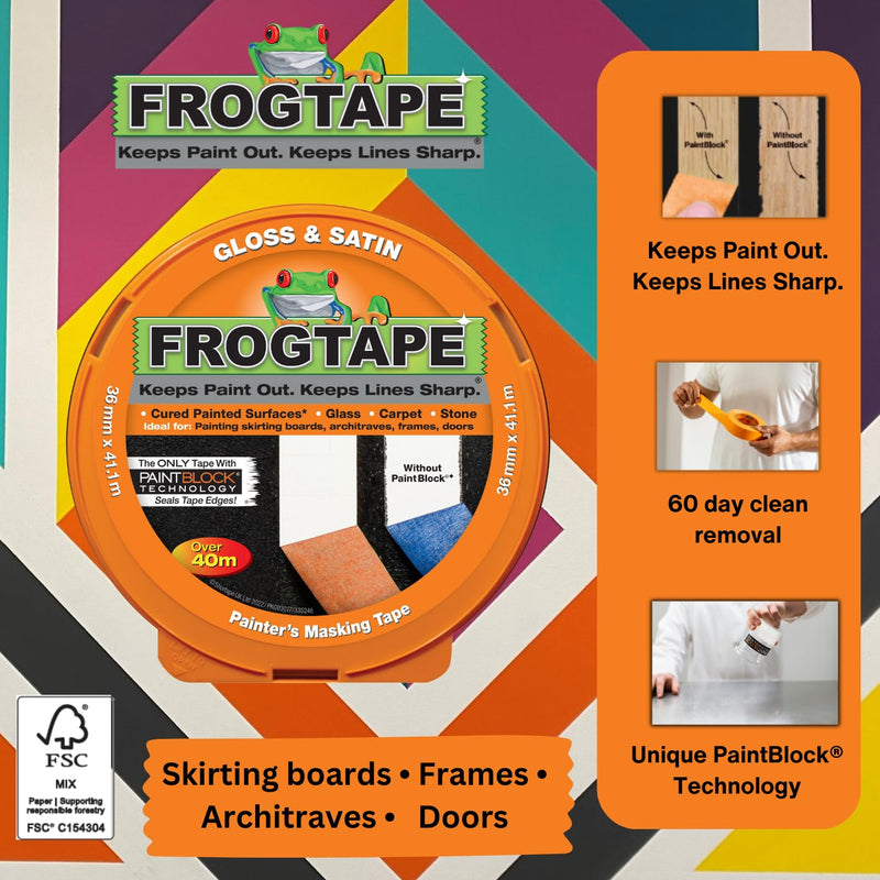 Frog Tape Orange Gloss & Satin | Painters Masking Tape |  36mm X 41.1M