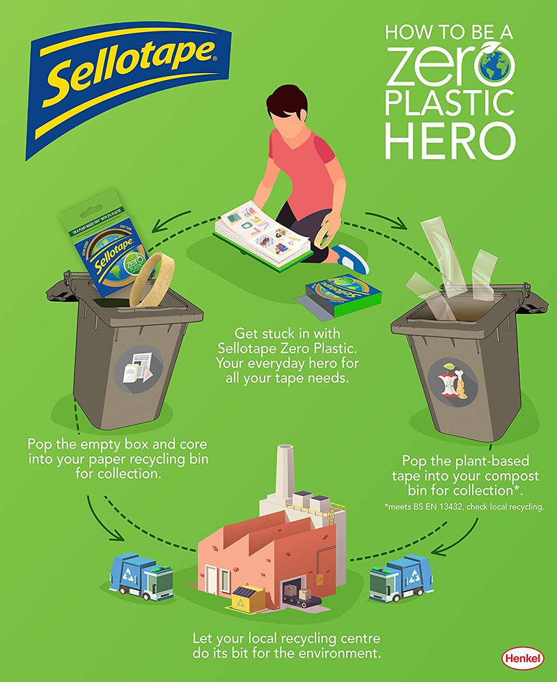 Sellotape Zero Plastic Eco Friendly tape 24mm x 30m 2635499