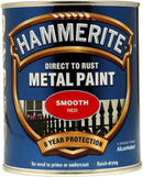 Hammerite 5092824 Direct To Rust Metal Paint | Smooth Red Finish | 1 x 750ml