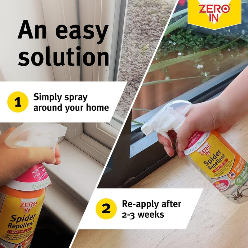 Zero In Spider Repellent  | Indoor Peppermint Oil Spray for Spiders | 500ml