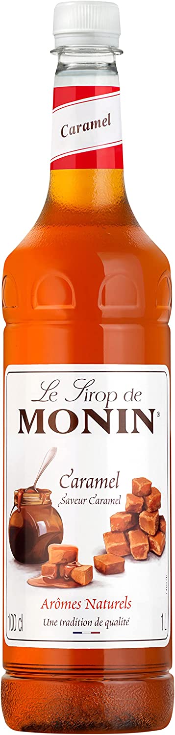 MONIN Premium Caramel Syrup 1L for Coffee & Cocktails. 100% Natural Flavours & Colourings